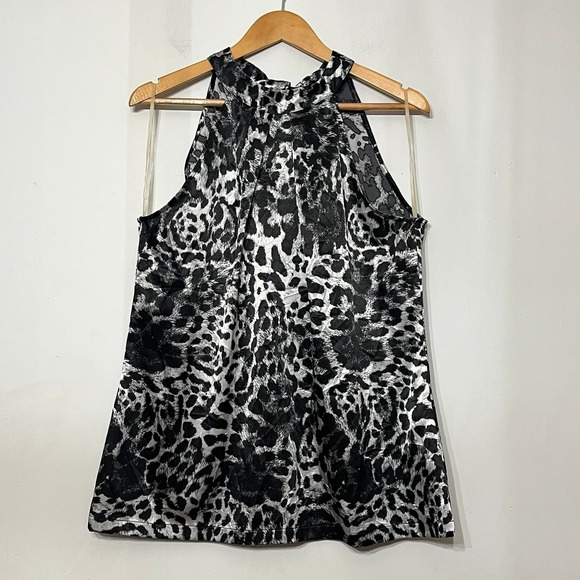 Apt 9 Silky Sleeveless Halter Top Animal Cheetah Print Summer Mob Wife Women's L - Picture 1 of 9